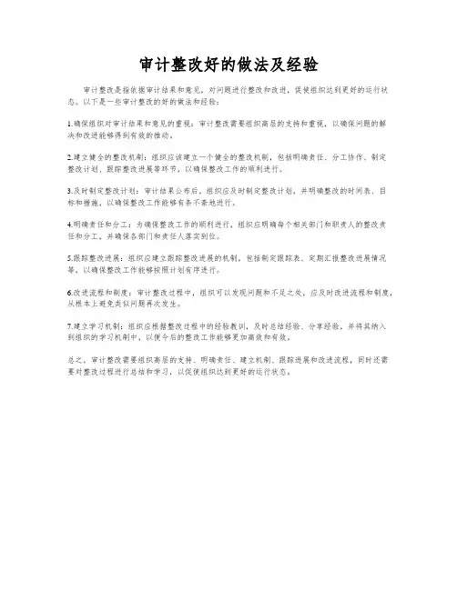 审计整改好的做法及经验