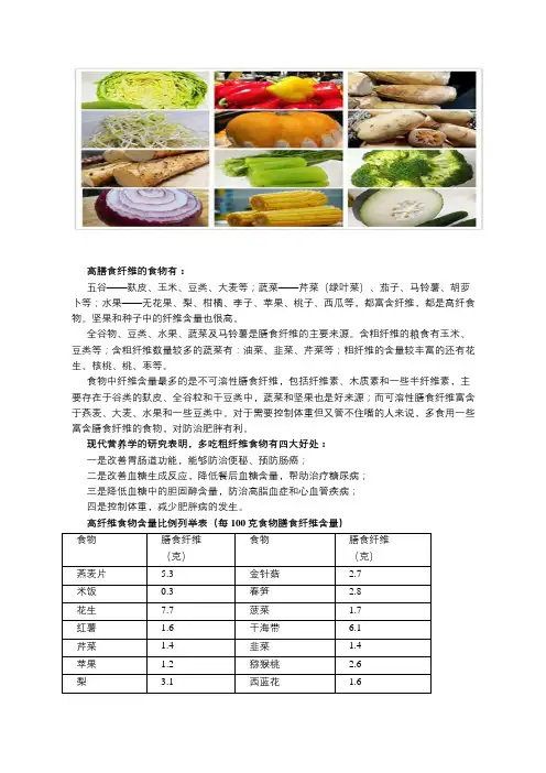 膳食纤维高的食物