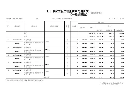 某住宅项目电气计价清单及数据