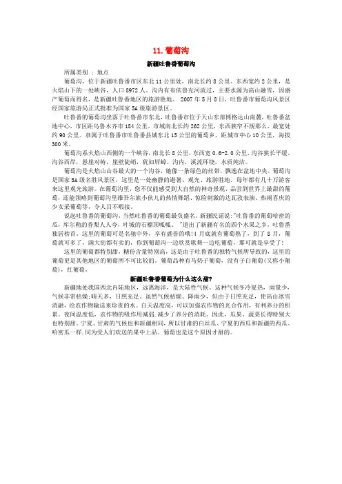 二年级语文上册课文311葡萄沟相关资料
