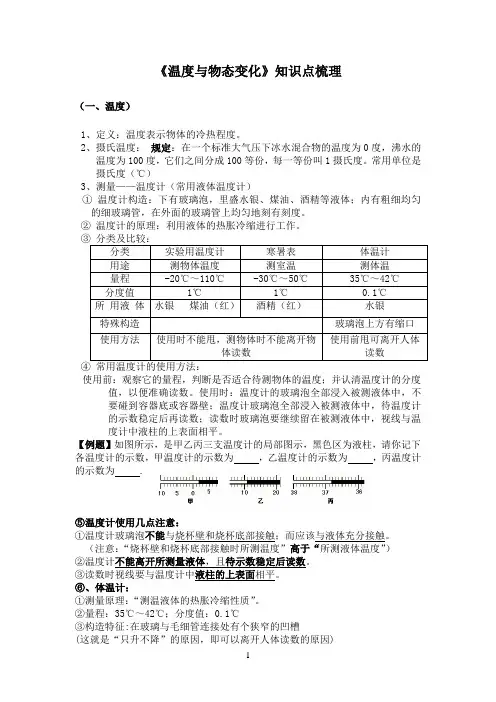 《温度与物态变化》知识点梳理