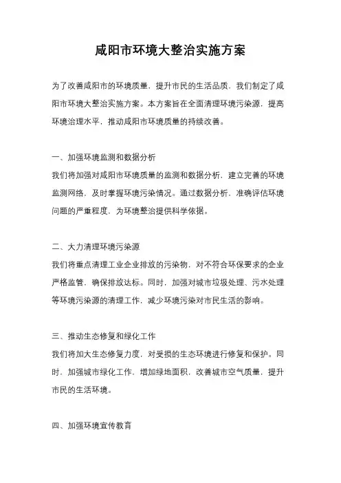 咸阳市环境大整治实施方案