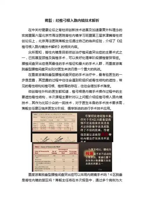 蒋毅：经椎弓根入路内镜技术解析