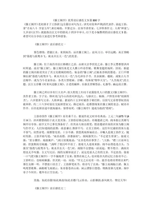 《滕王阁序》优秀读后感范文5篇800字