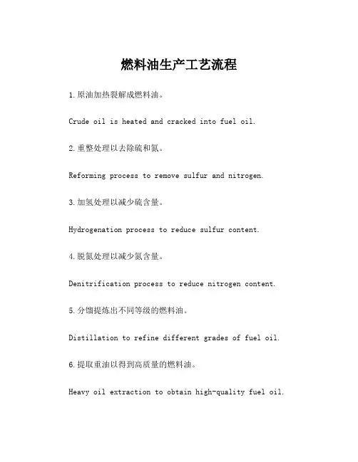 燃料油生产工艺流程