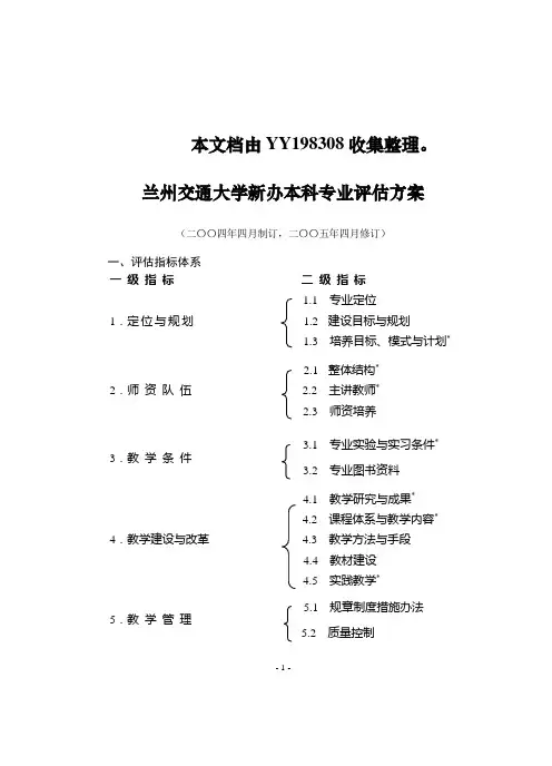 专业评价指标体系