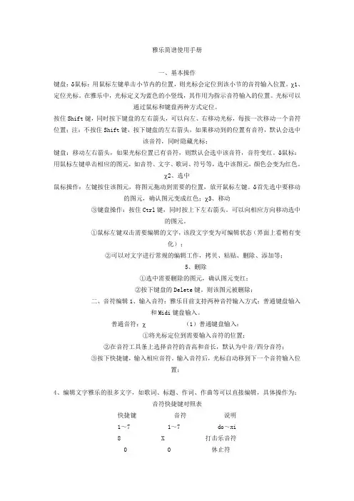 雅乐简谱使用手册