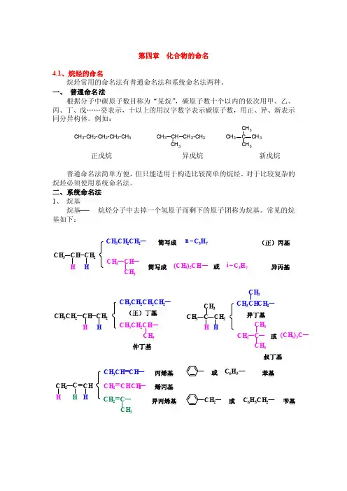 烷烃常用的命名法有普通命名法和系统命名法