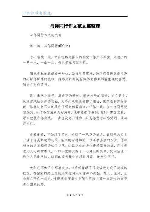 与你同行作文范文篇整理