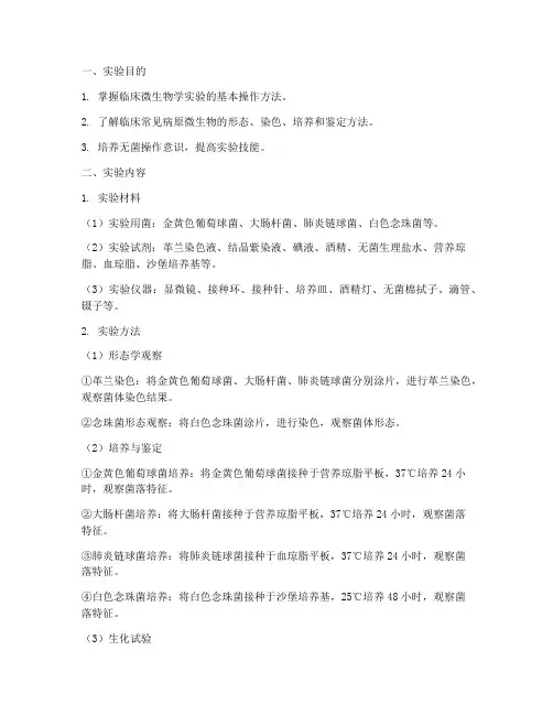 临床微生物学实验报告