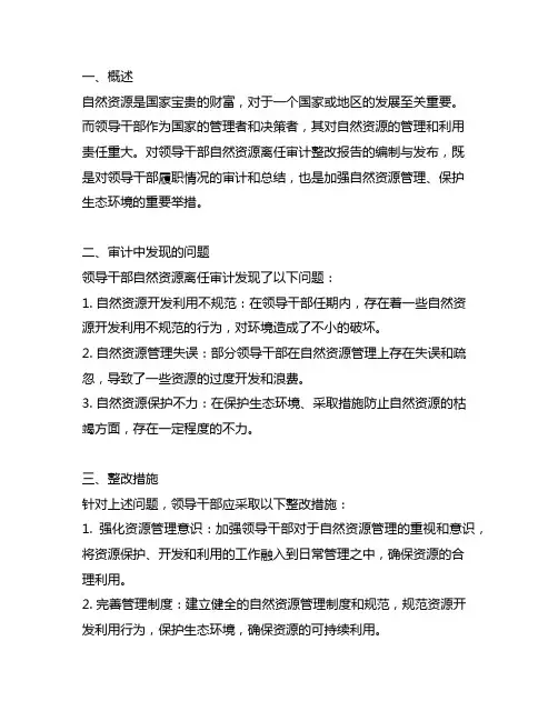 领导干部自然资源离任审计整改报告
