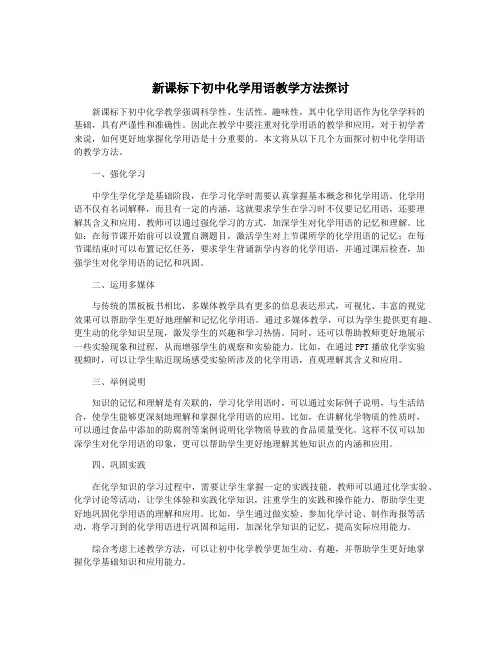 新课标下初中化学用语教学方法探讨