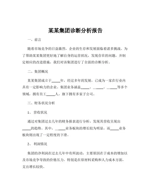 某某集团诊断分析报告