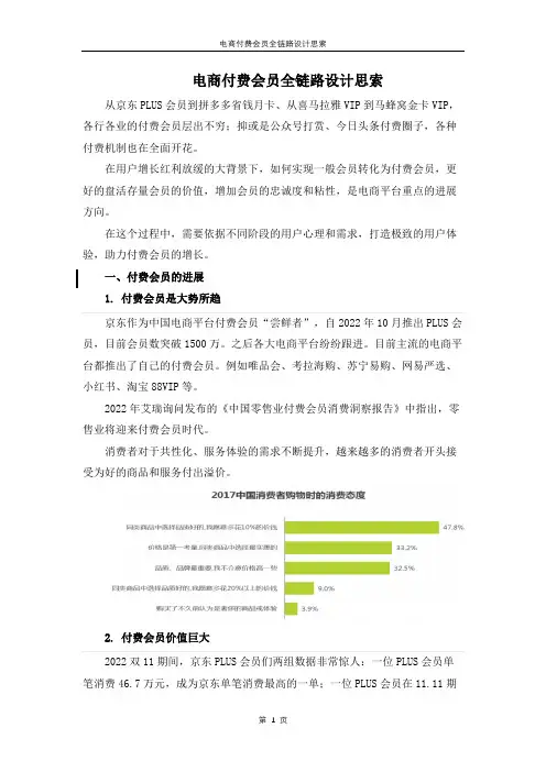 电商付费会员全链路设计思考