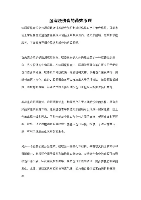 湿润烧伤膏的药效原理
