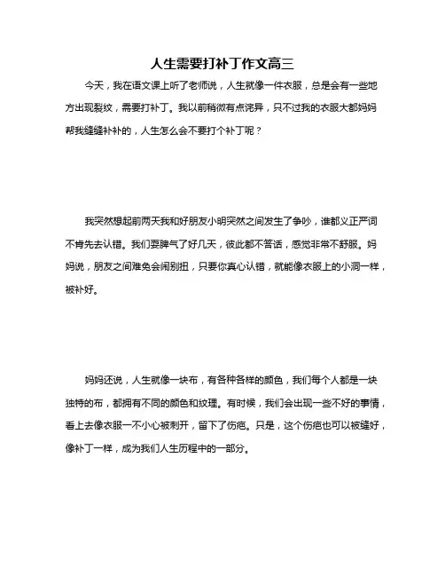 人生需要打补丁作文高三