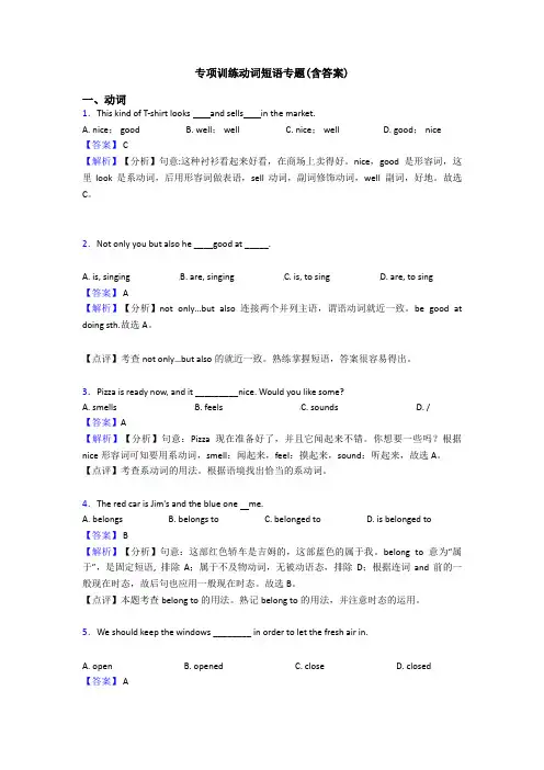 专项训练动词短语专题(含答案)