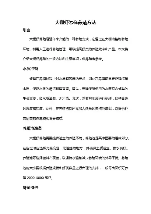 大棚虾怎样养殖方法