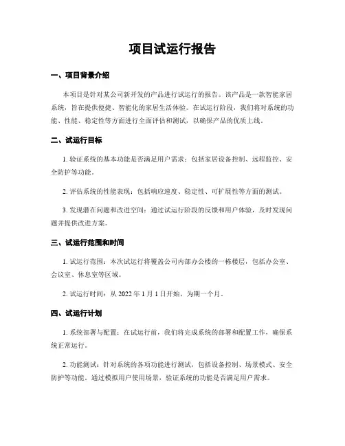 项目试运行报告
