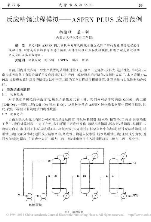 反应精馏过程模拟_ASPENPLUS应用范例