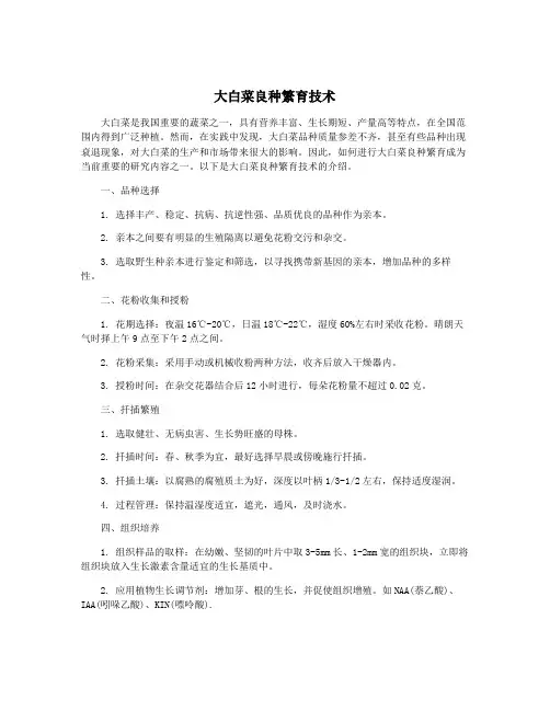大白菜良种繁育技术