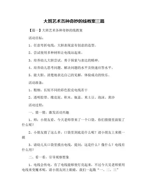 大班艺术各种奇妙的线教案三篇