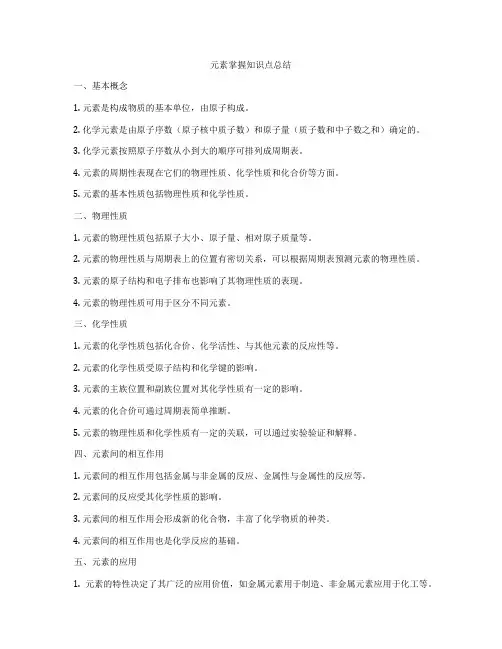 元素掌握知识点总结