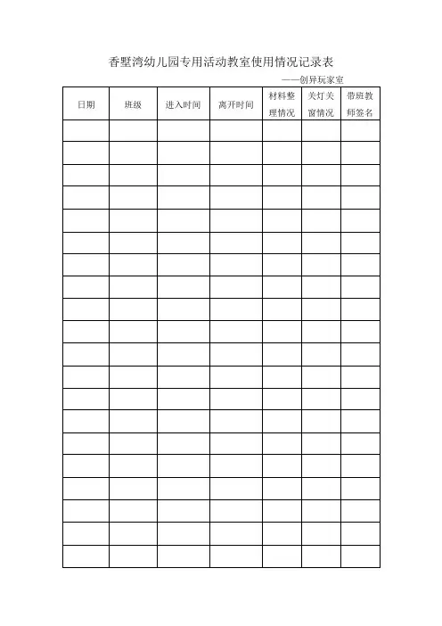 公共区域、专用教室活动登记表