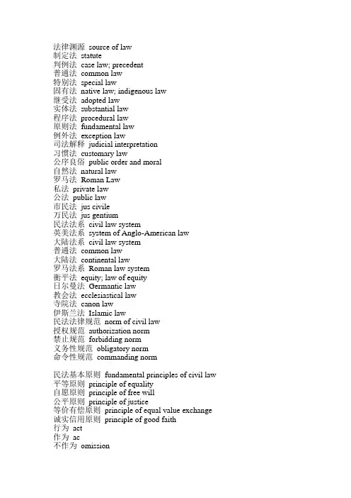 法律渊源 source of law 法律术语翻译讲解