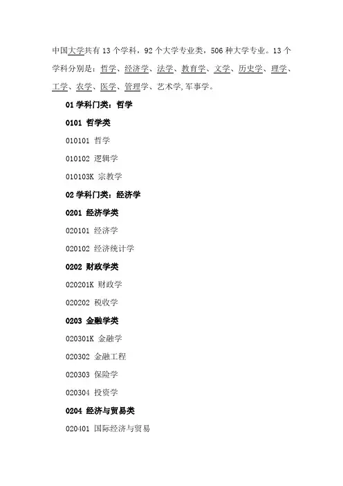 大学专业都有哪些