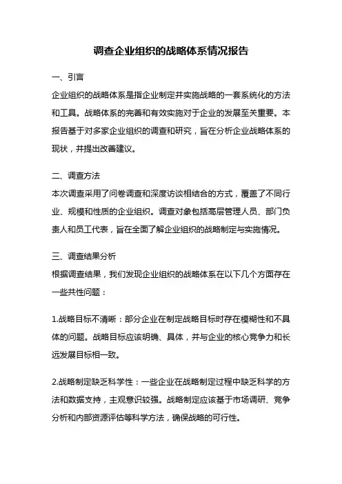 调查企业组织的战略体系情况报告