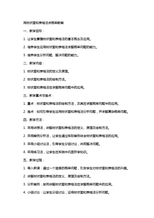 用树状图和表格法求概率教案