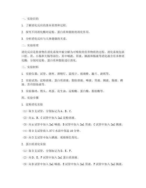 消化反应的实验报告