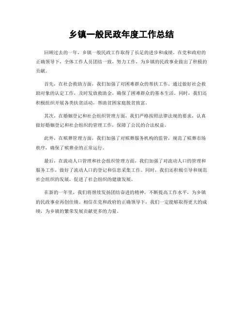 乡镇一般民政年度工作总结