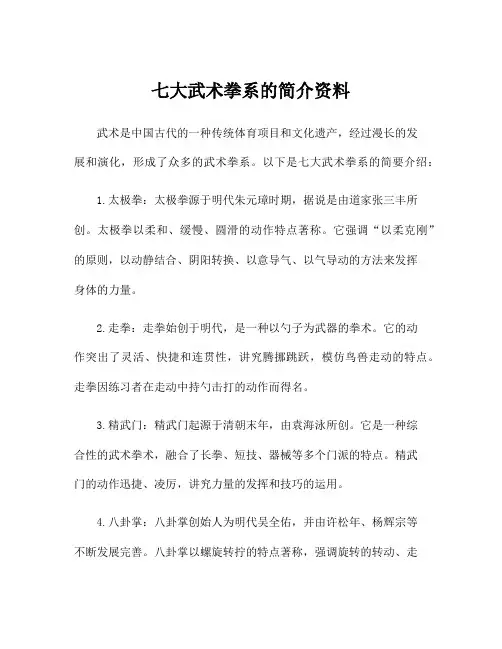 七大武术拳系的简介资料