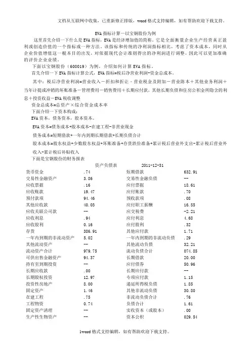 EVA指标计算——宝钢股份