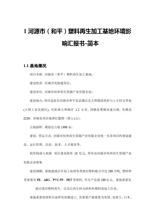 河源和平塑料再生加工基地环境影响评价报告书