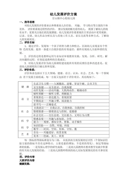 幼儿发展评价方案