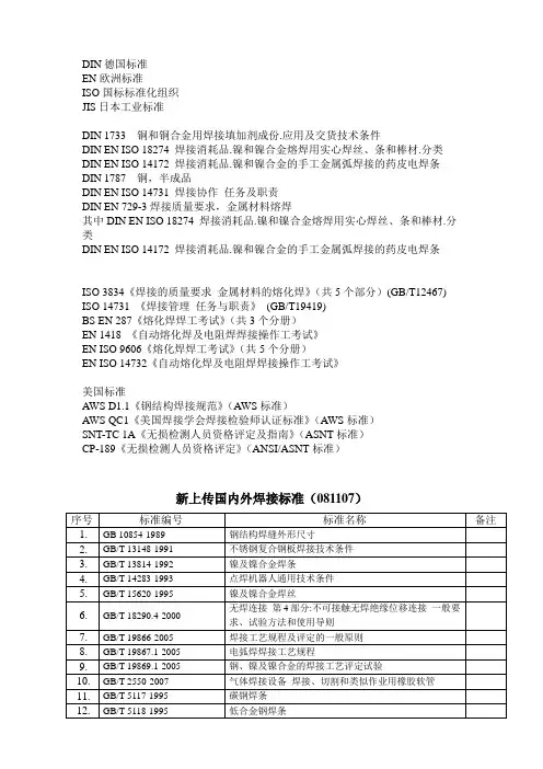 A国内外焊接标准