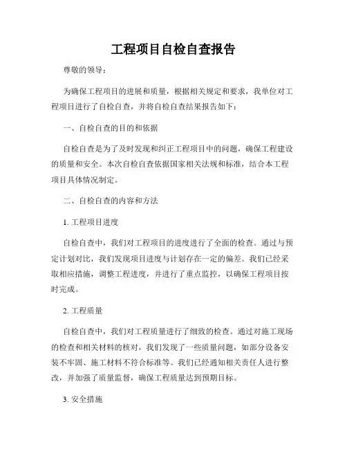 工程项目自检自查报告
