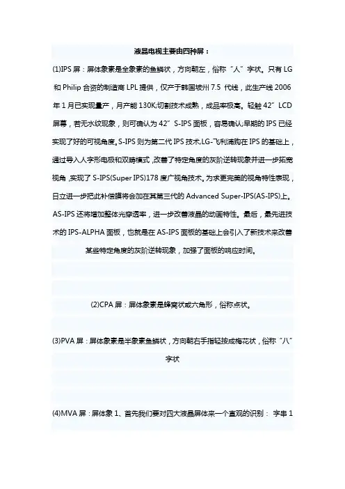 液晶电视屏分类