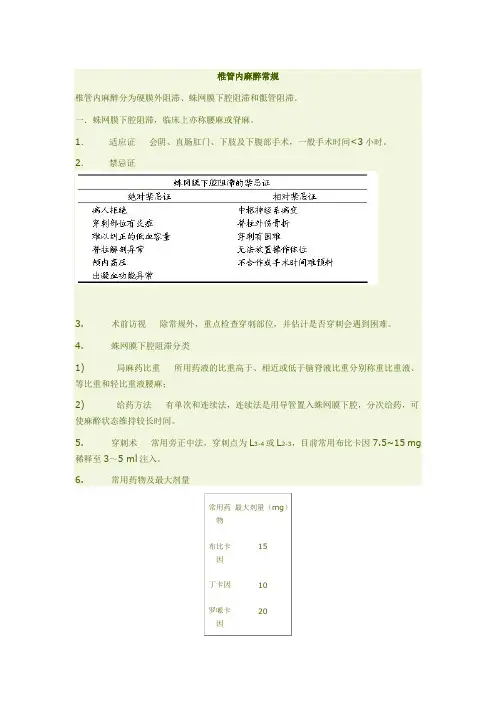 椎管内麻醉常规