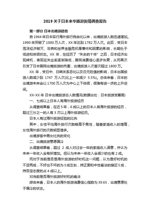 2019关于日本来华旅游舆情调查报告