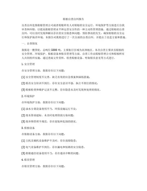 船舶自查自纠报告