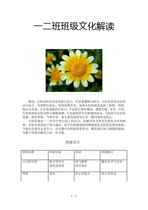 一二班班级文化解读