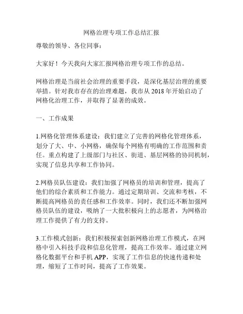 网格治理专项工作总结汇报