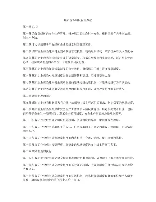 煤矿规章制度管理办法