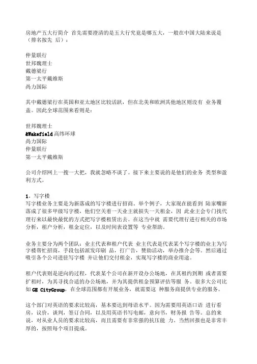 房地产五大行简介