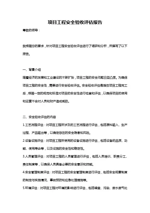项目工程安全验收评估报告