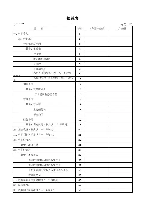 新小企业会计准则利润表模板